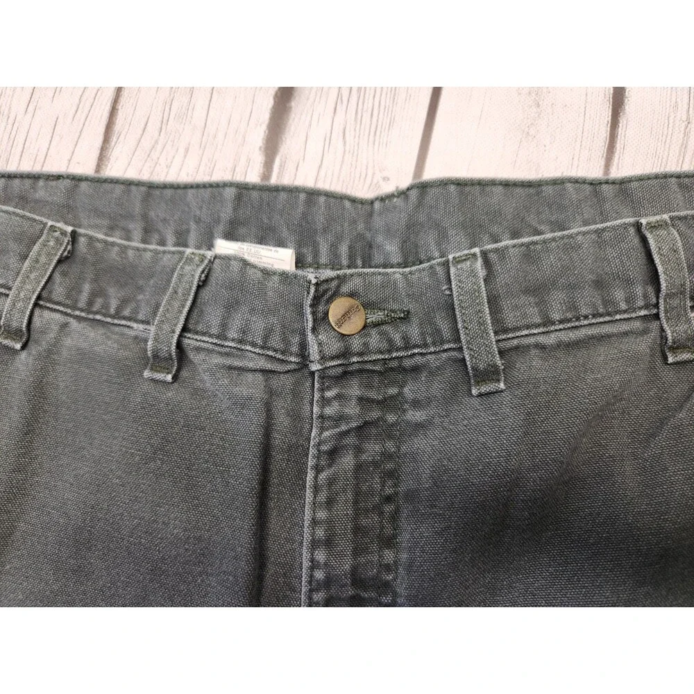Carhartt B149 OLD Mens 44 Oil Green Canvas Carpenter Cargo Shorts Y2K Vintage